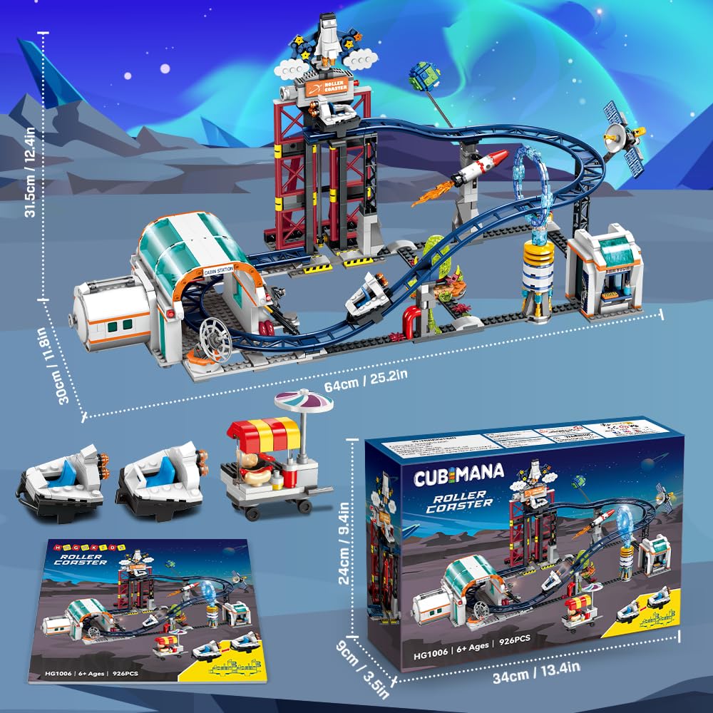 CUBIMANA Space Roller Coaster coaster track showcases dynamic car movement.