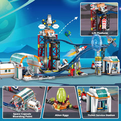 CUBIMANA Space Roller Coaster Earth backdrop adds stellar context to play scenes.