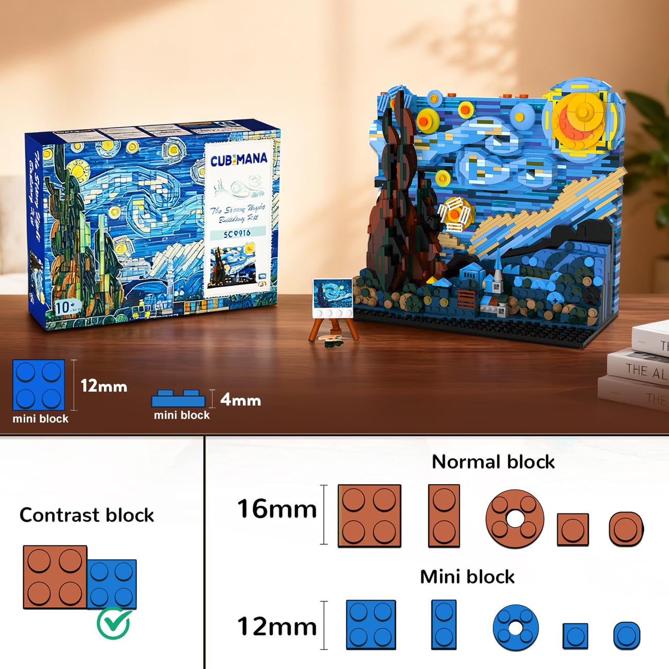 CUBIMANA Starry Night on a bookshelf becomes a conversation-worthy art piece.