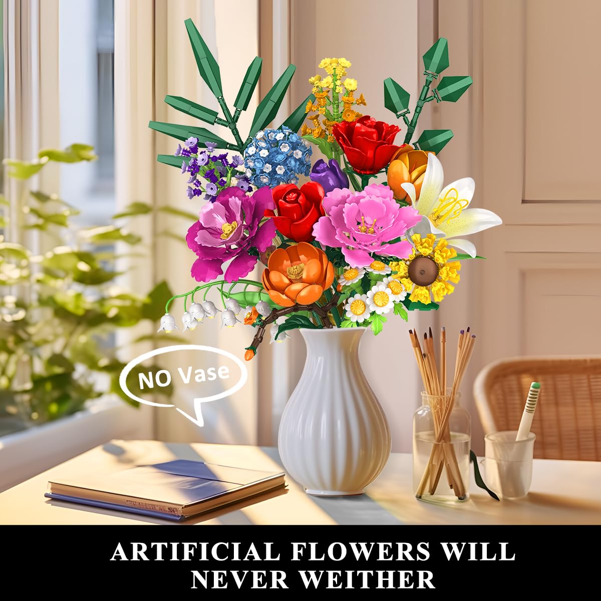 CUBIMANA sunflower bouquet building set for sunny, lifelike arrangements