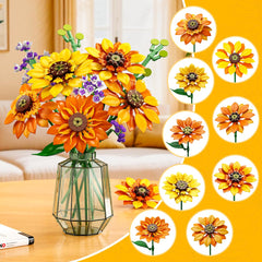CUBIMANA sunflowers assembly with adjustable stems for customizable bouquet shapes.