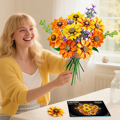 CUBIMANA sunflower bouquet detail highlighting gradient petals for lifelike look.