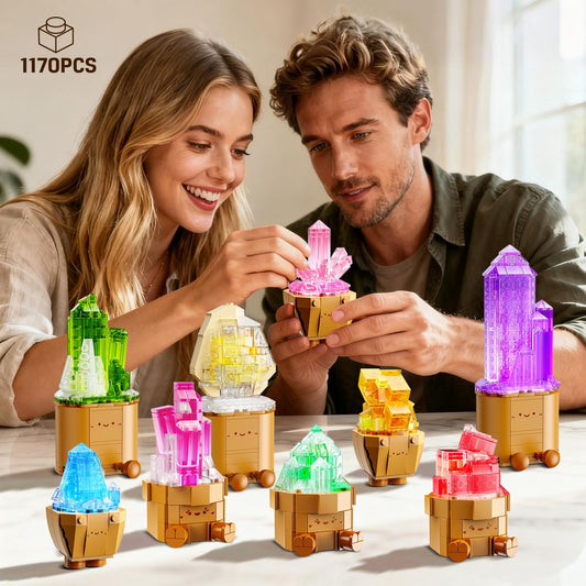 CUBIMANA tourmaline crystal bloom with LED, adds ambient color.