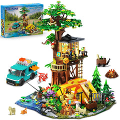 CUBIMANA tree house with illuminated roof and windows for cozy home display.