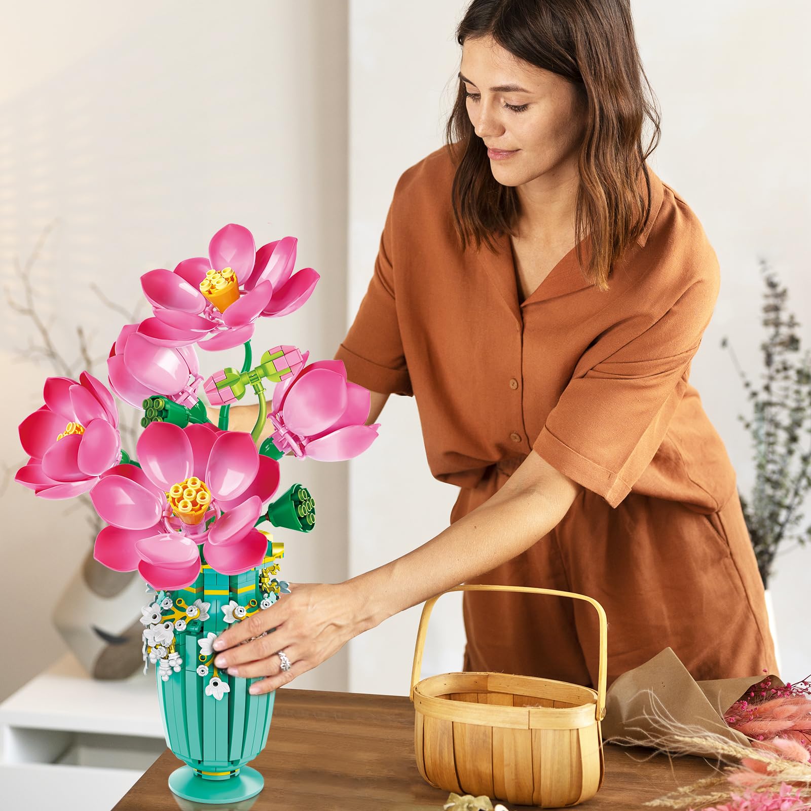CUBIMANA vase with flower bouquet adds a refined centerpiece to any room.