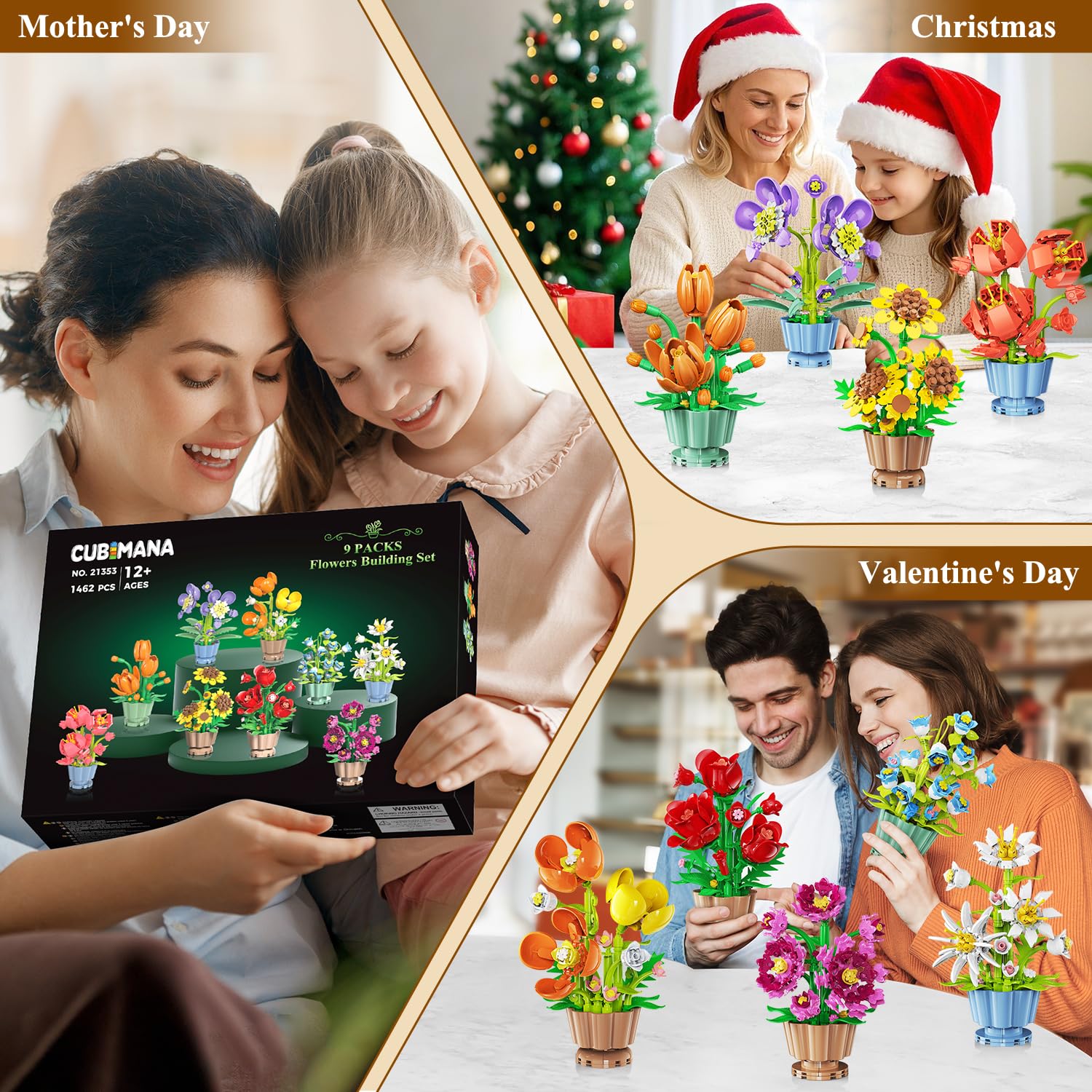 CUBIMANA violet mini flower block set enhances a cozy workspace.