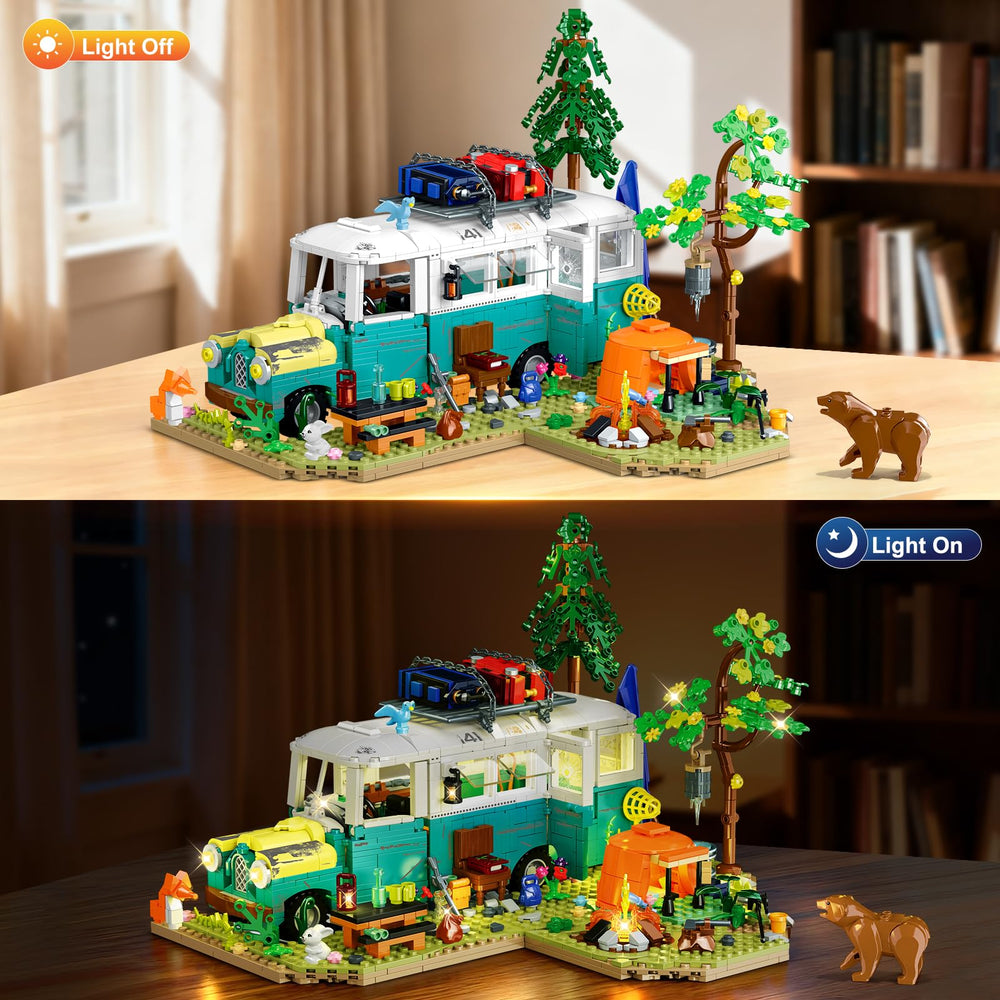 Cubimana Wilderness one-button light illuminates the campsite at dusk.