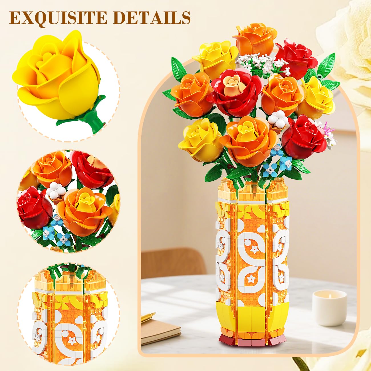 CUBIMANA yellow orange red roses bouquet for vibrant ambiance