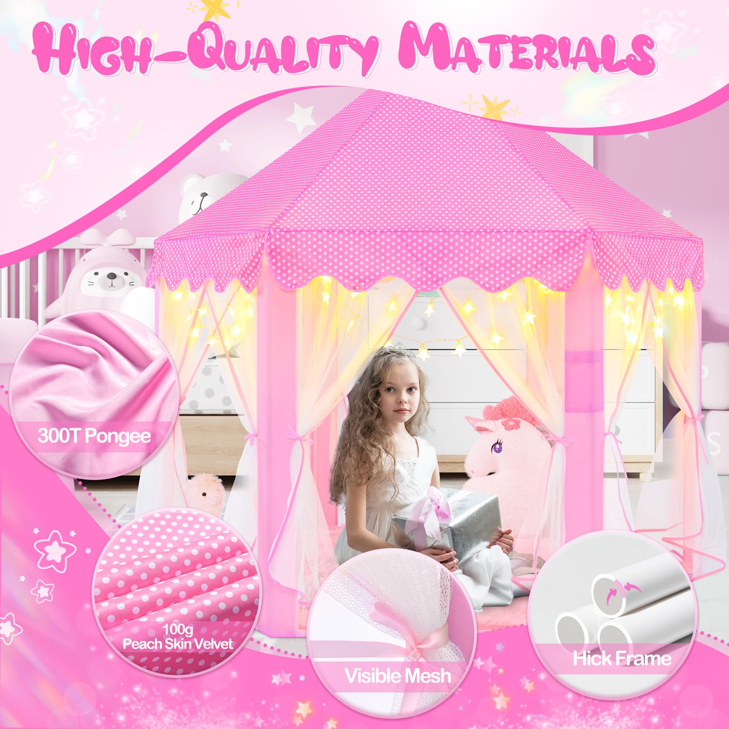 CubNbud castle playhouse pink interior supports imaginative stories