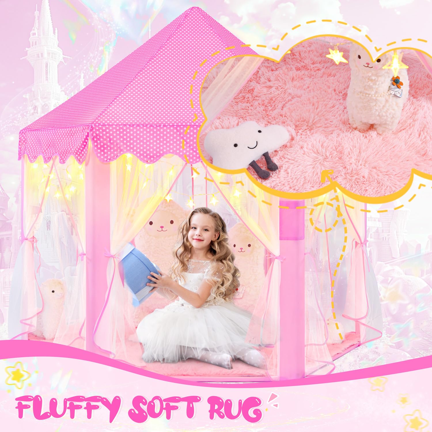CubNbud princess tent size 55x53 inches for bedrooms