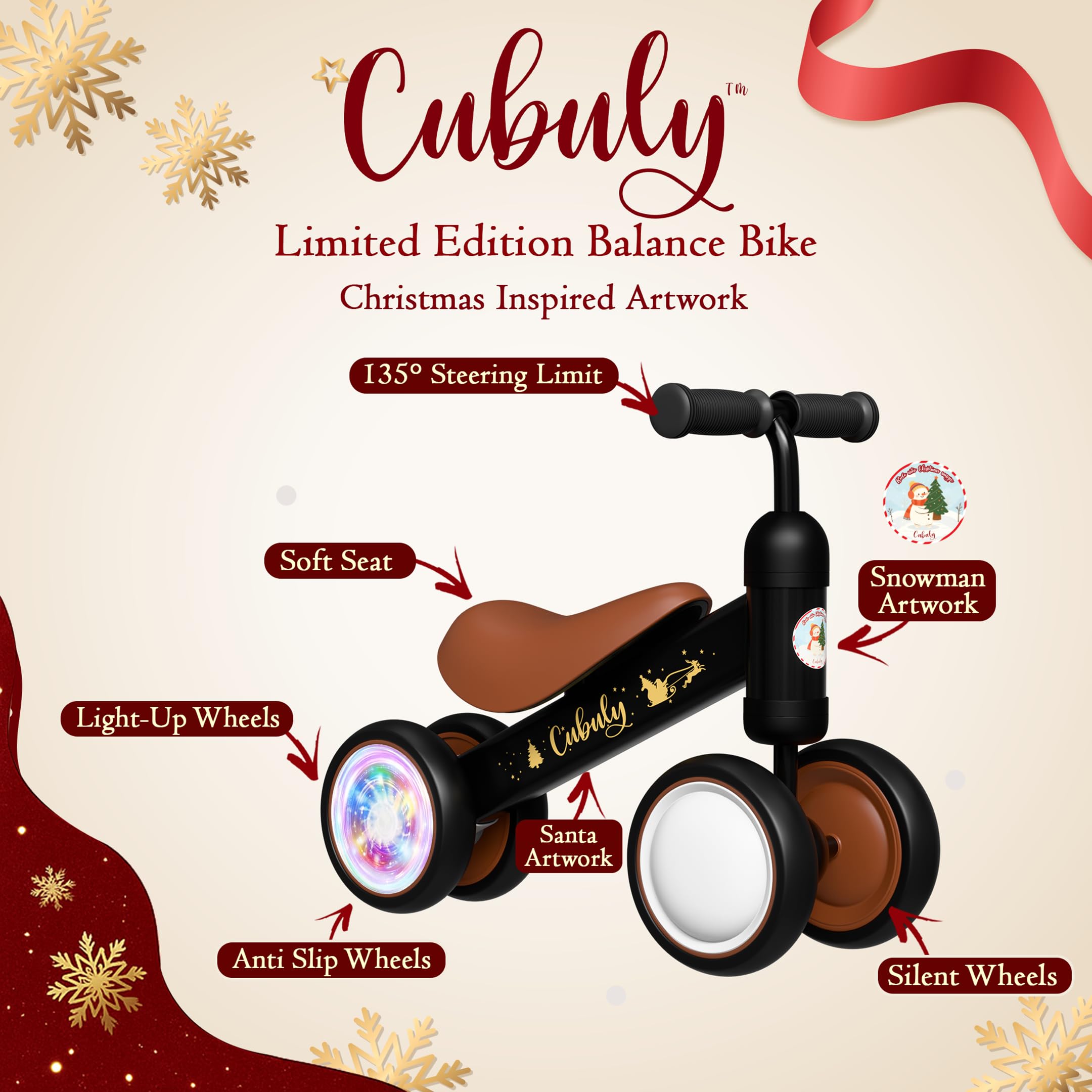 Lightweight Cubuly balance bike designed for easy lifting and handling.