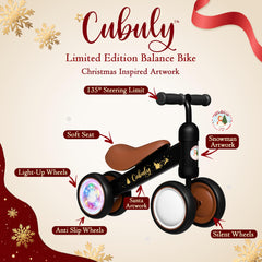 Lightweight Cubuly balance bike designed for easy lifting and handling.