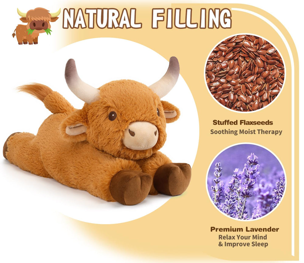 Cuckool Bull plush being warmed in microwave for soothing heat