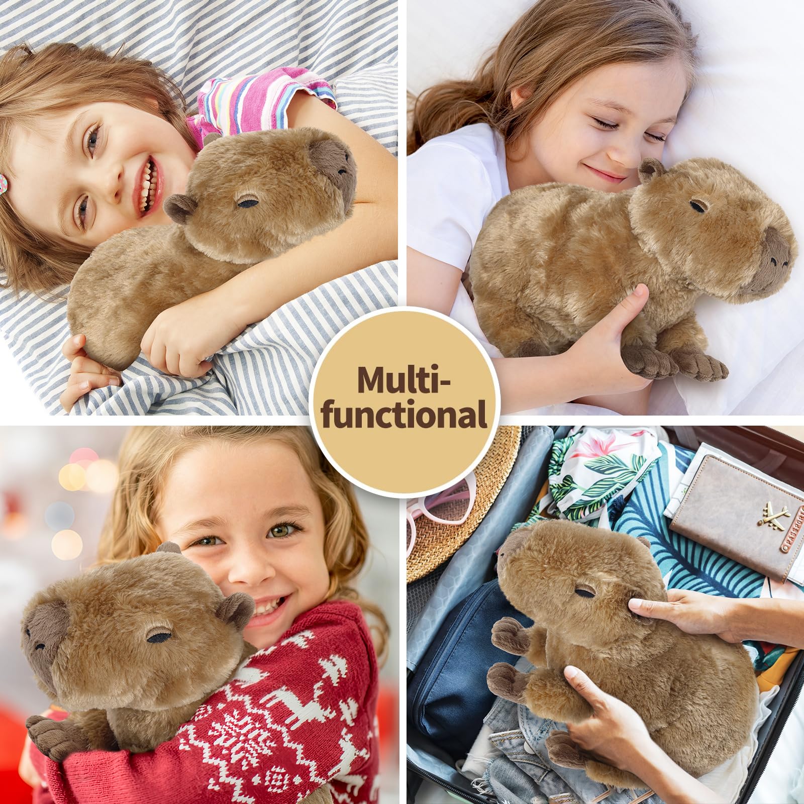 Cuckool Capybara Plush Belly-rest design supports easy hugs.