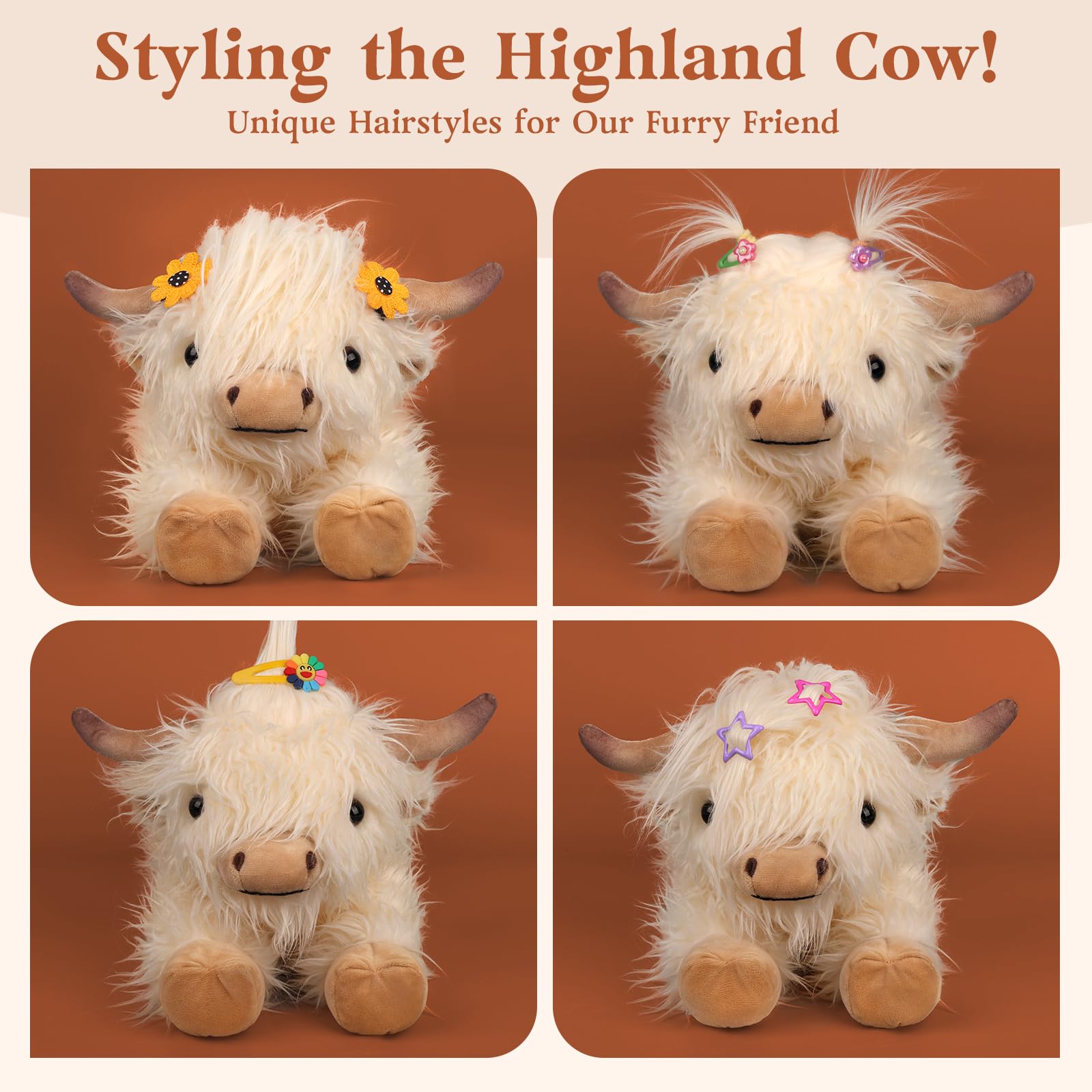 Cuckool Highland Cow Plush face detail, fluffy fur and friendly look