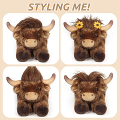 Cuckool Highland Cow plush flaxseed filling provides lasting warmth