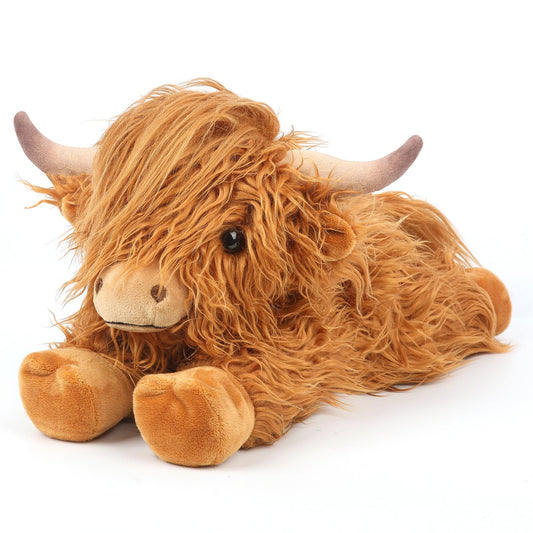 Cuckool Highland Cow Plush front view, a soft cuddle companion for comfort and bedtime.