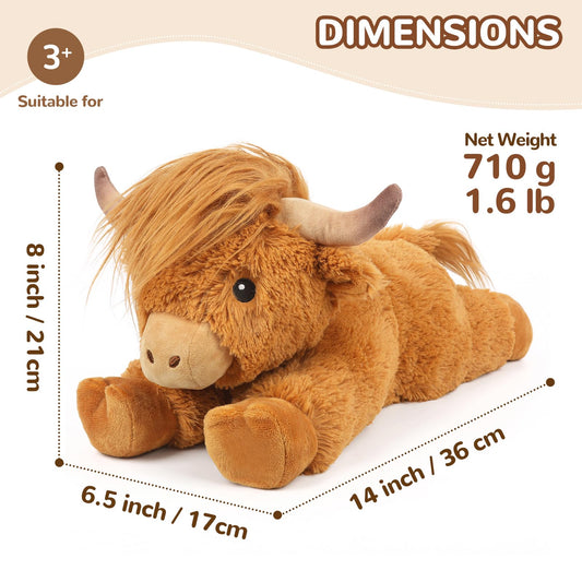 Cuckool Highland Cow plush with shaggy fur detail for touchable softness.