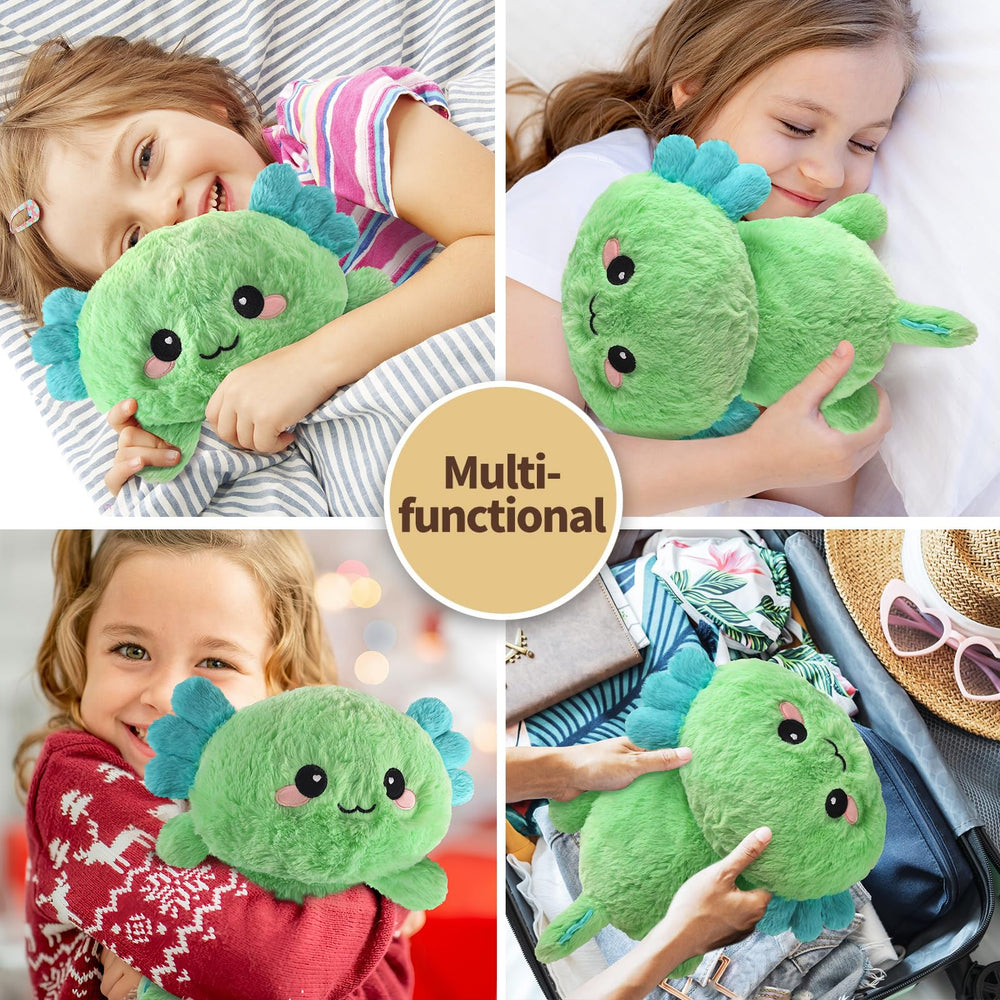 Cuckool Mint Axolotl plush cordless-design enables safe, portable warmth anywhere