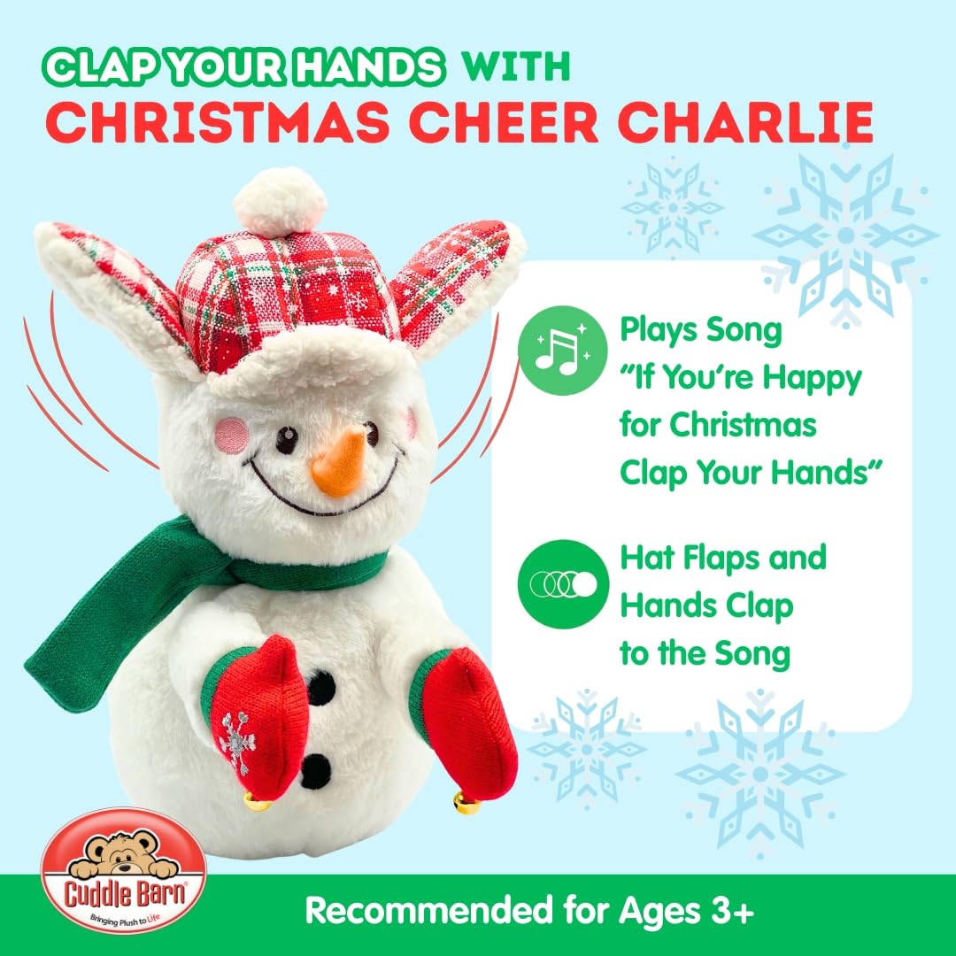 Cuddle Barn animated Snowman Charlie face lights up during song.