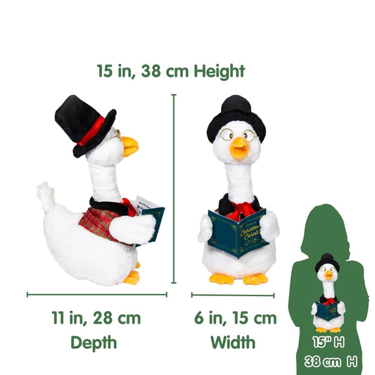 Cuddle Barn Carolin' Father Goose in a tailored vest for festive flair