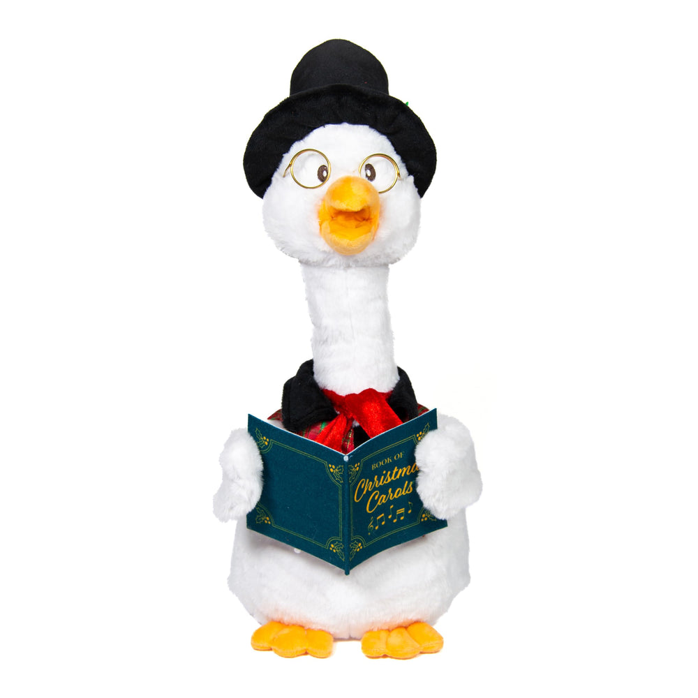 Cuddle Barn Carolin' Father Goose wearing a top hat, singing