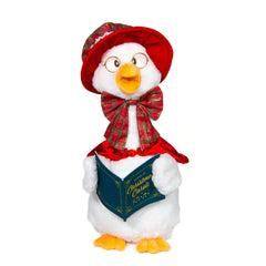 Cuddle Barn Carolin' Mother Goose wearing bonnet ready for festive playtime.