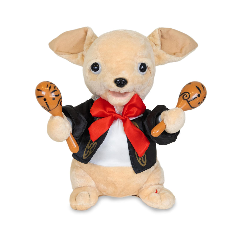 Cuddle Barn Chuey Bamba in mariachi outfit ready for playful moments