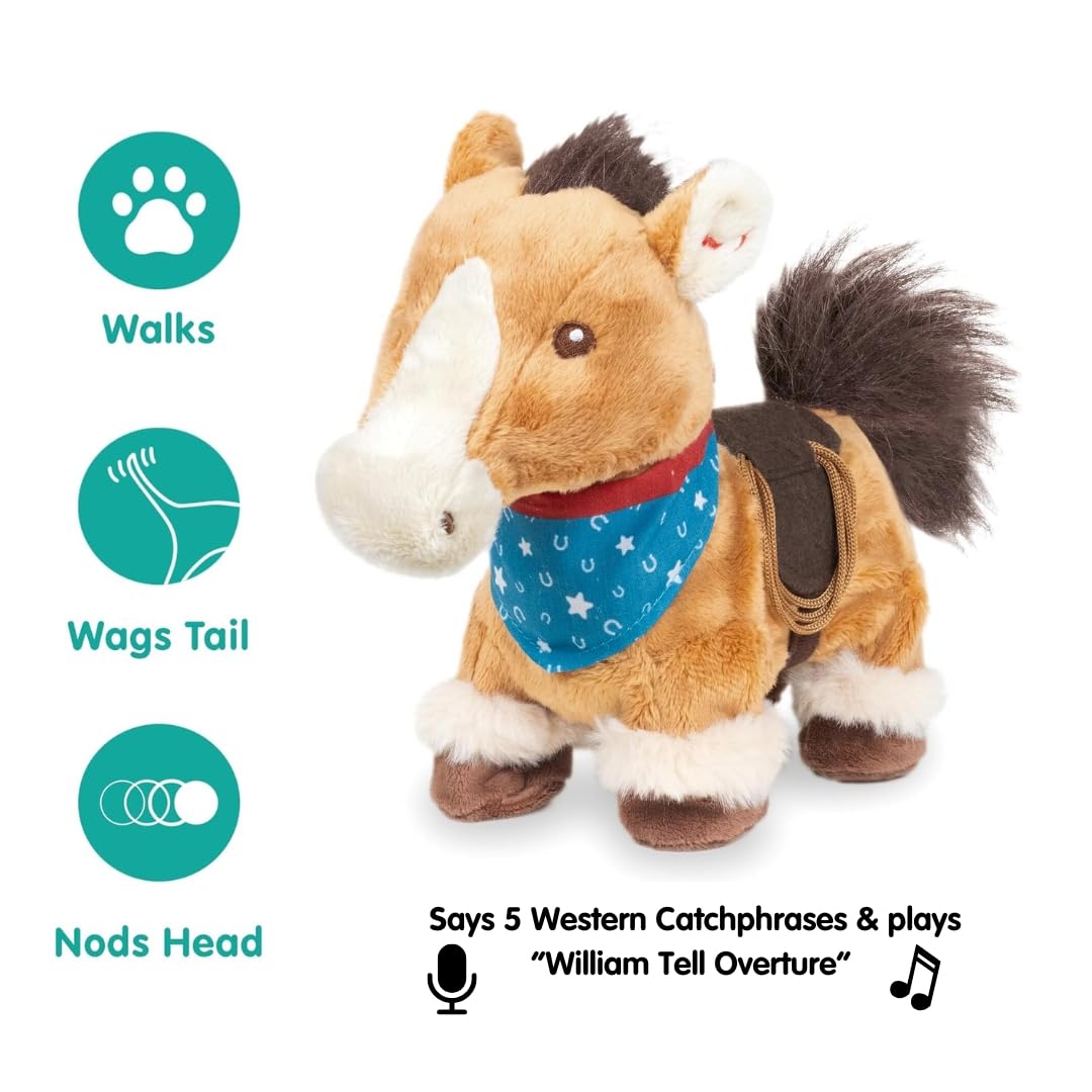 Colt's tail flicks as it trots to the tune