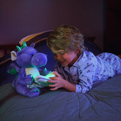 Cuddle Barn Dalton's mouth moves as he reads five fairy tales.