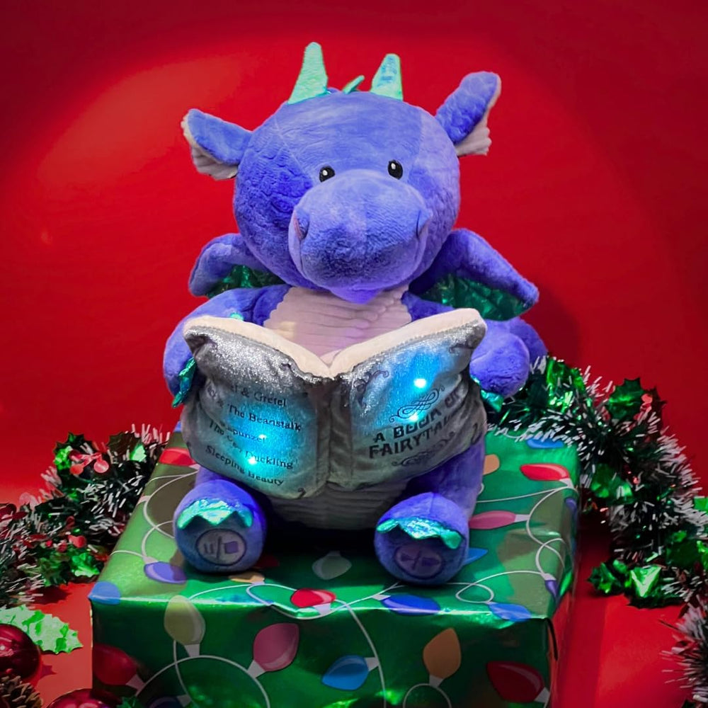 Cuddle Barn Dalton recites five classic fairy tales with glowing book.