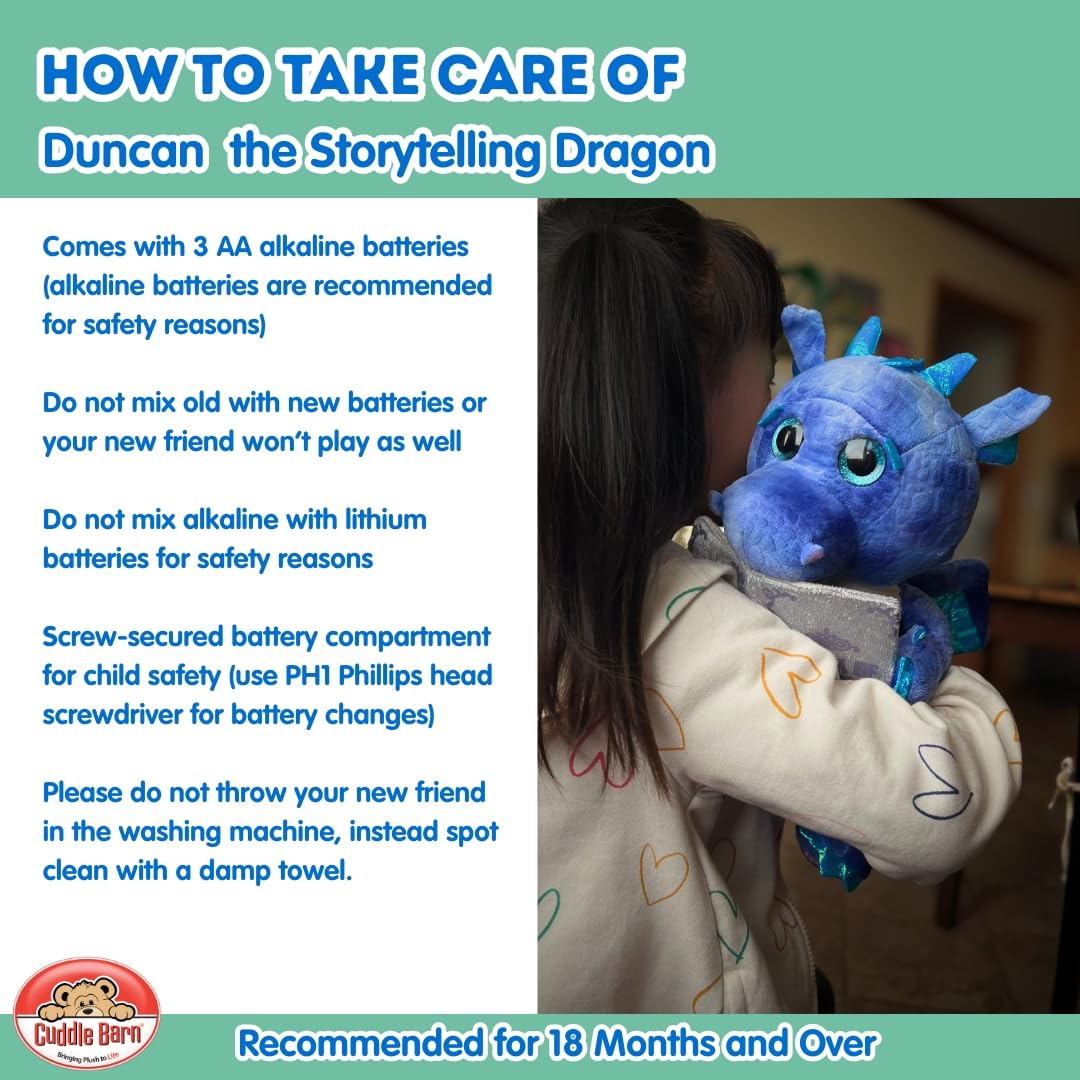 Cuddle Barn Duncan dragon batteries included for immediate play.