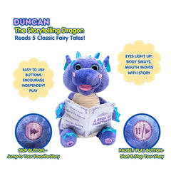 Cuddle Barn Duncan dragon recites five classic fairy tales for kids.