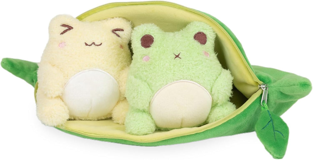 Cuddle Barn Edawawa edamame frog plush, 13 inches, soft and cuddly for playtime.
