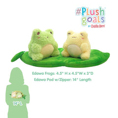 Cuddle Barn Edawawa frog face closeup, showcasing plush texture for cozy hugs.