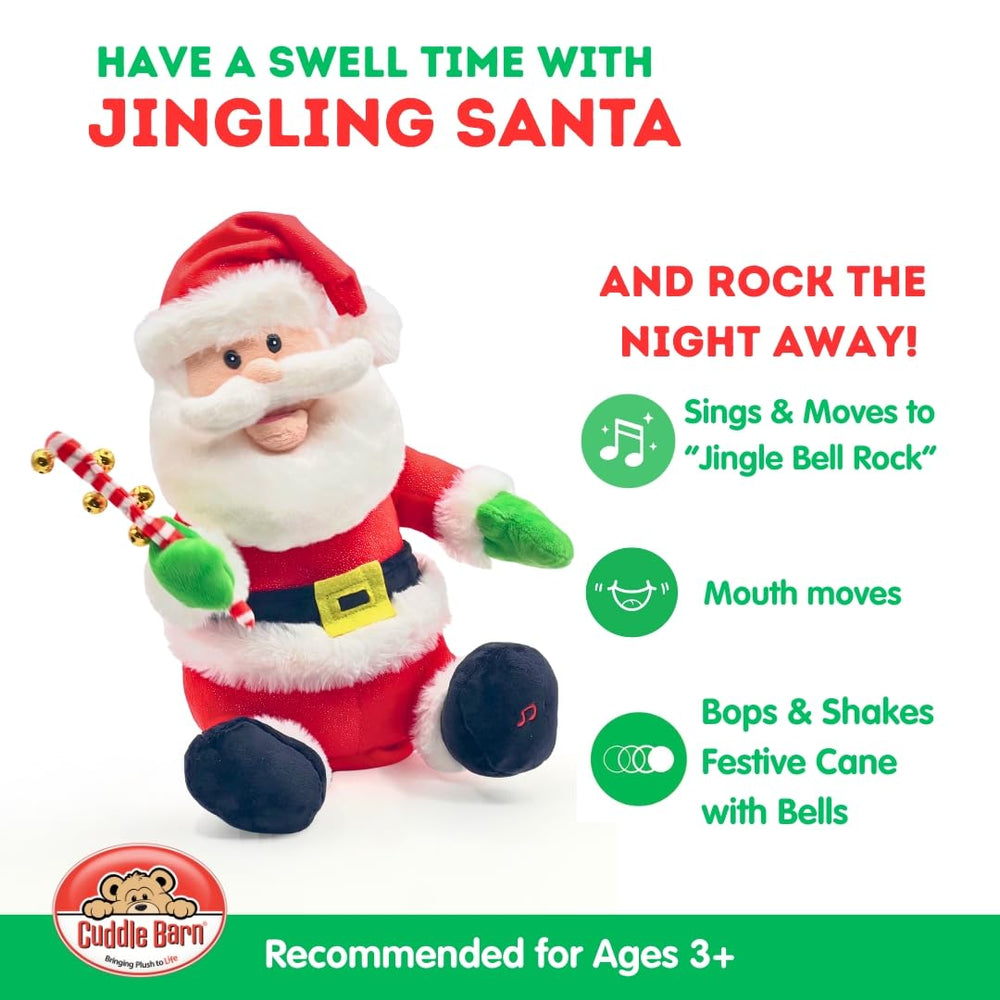 Cuddle Barn Jingling Santa bops stick with attached bells