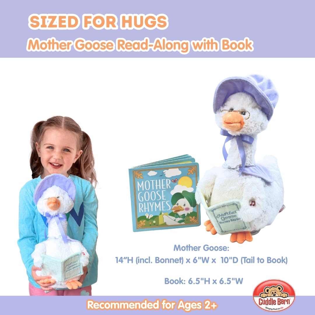 Cuddle Barn Mother Goose board book included for read-along fun.