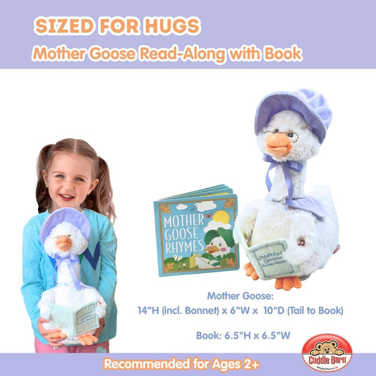 Cuddle Barn Mother Goose board book included for read-along fun.