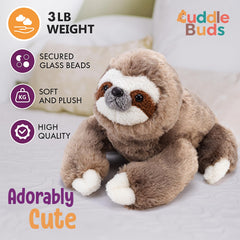Cuddle Buds weighted pillow sloth plush provides soothing pressure during relaxation.
