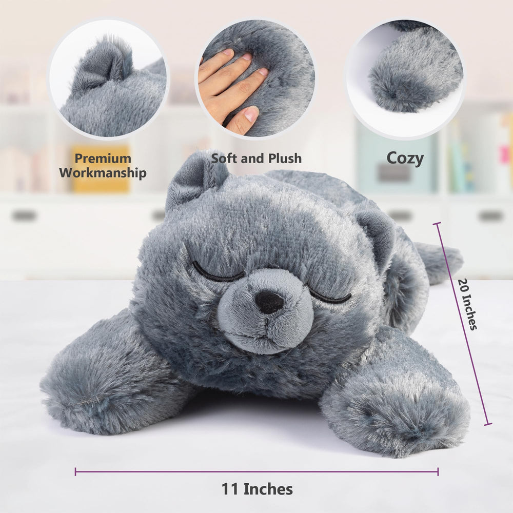 Cuddle Buds weighted cat gray plush closeup shows luxurious soft fur for cozy hugs.