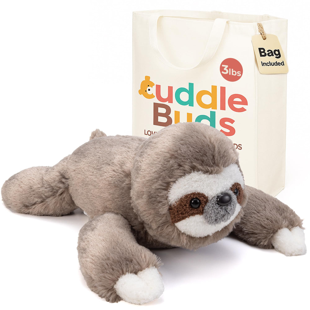 Cuddle Buds weighted sloth plush with a 20-inch design for comforting hugs.