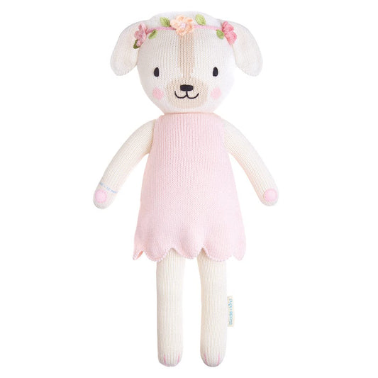 Cuddle + Kind Charlotte dog 13-inch doll close-up showing soft knit texture.