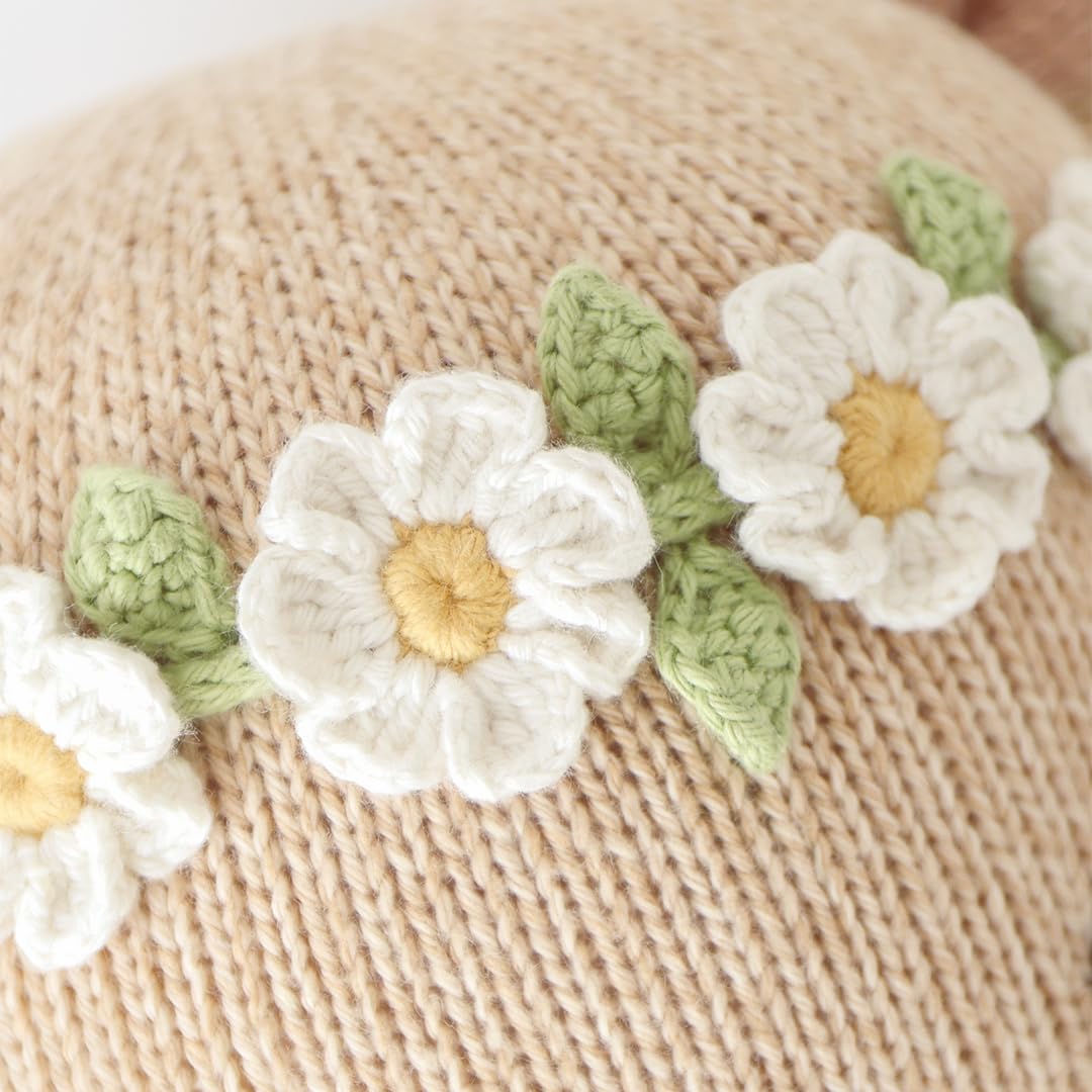 cuddle + kind Olivia Honey Bear knit texture close-up, premium 100% cotton yarn