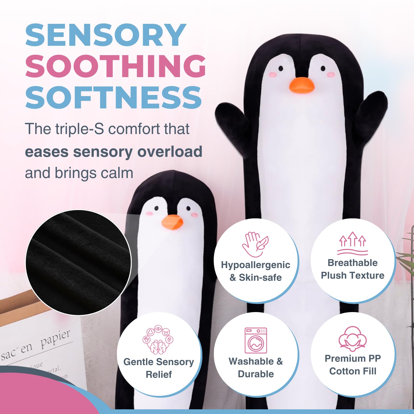 Cuddle Paws penguin plush non-toxic fabrics safe for sensitive kids