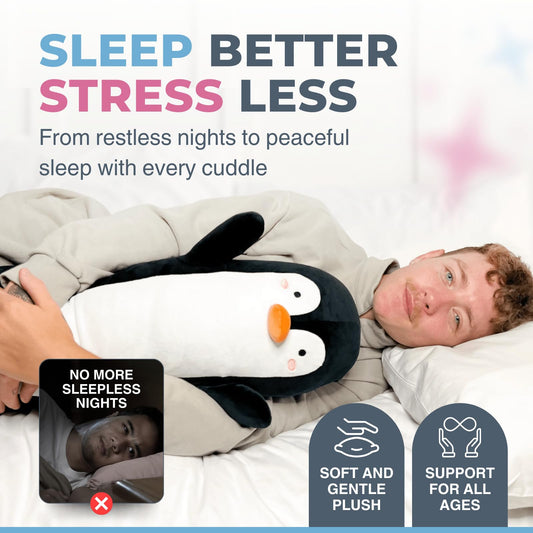 Cuddle Paws penguin hug pillow ideal for naps and reading time