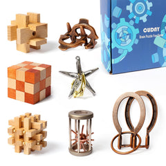 CUDNY 7-Piece Mind Puzzles interlock box for all ages to challenge logic and focus.