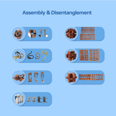 CUDNY metal coil puzzle in a wooden frame, ideal for challenging assembly sessions and cognitive agility.