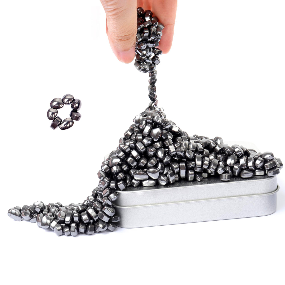 CUDNY black weak magnetic putty stones stacked for desk play and focus.
