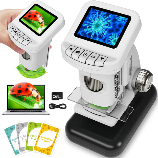 CUK-U rechargeable digital microscope with 2 inch LCD front view for clear, detailed observations.