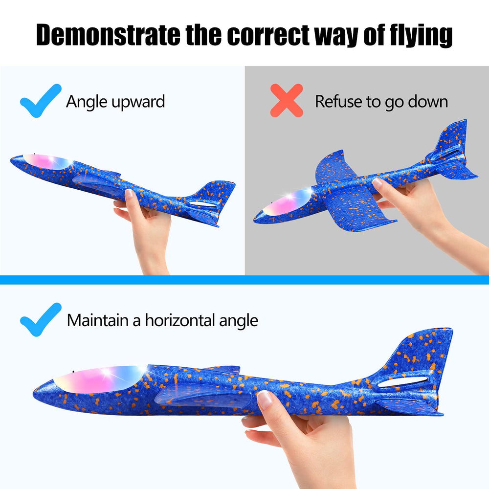 CUKU 17-5 inch plane in flight showcasing bright LED visibility.